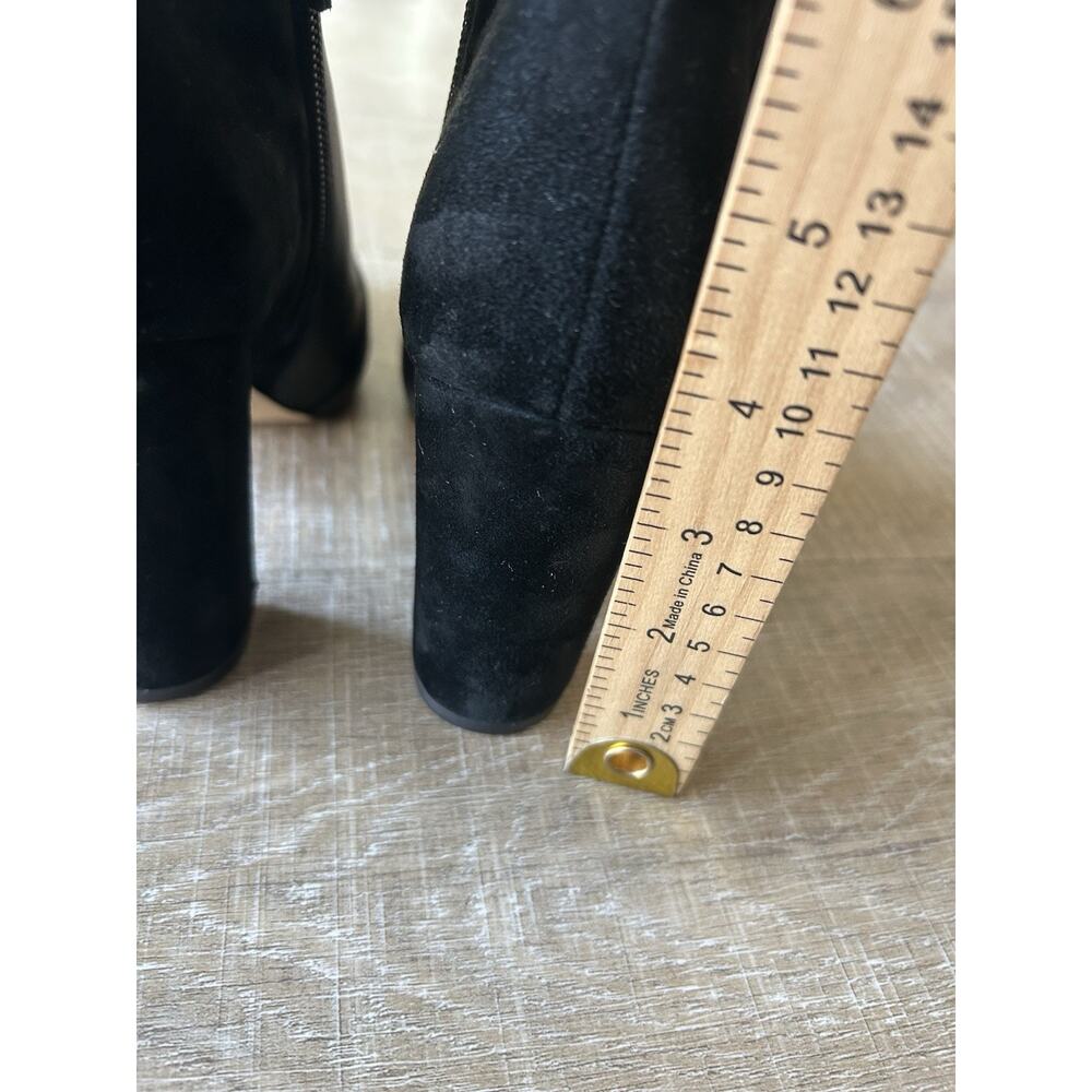 WHBM Kaydyn Ankle Booties Womens 6 Black Leather Velvet Block Heel Shoes NEW - Picture 15 of 16